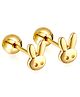 Twisty Locks Rabbits  Designed Earrings - Gold
