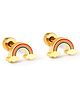 Twisty Locks  Rainbow Cloud Designed Earrings - Gold