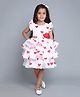 PinkChick Cotton Frill Sleeves Hearts Printed Layered Dress With Hair Clip - Red