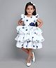 PinkChick Cotton Frill Sleeves Hearts Printed Layered Dress With Hair Clip - Navy Blue