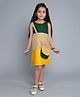 PinkChick Cotton Sleeveless Colour Blocked Dress With Sling Bag & Hair Clip - Yellow & Green