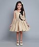 PinkChick Cotton Sleeveless Cut & Sew Bow Applique Detailed Dress - Beige