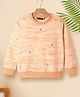 Tiara Brushed Looper Knit Full Sleeves Abstract Printed Crystals Embellished Sweatshirt - Peach