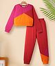 Tiara Pure Cotton Knit Full Sleeves Cut & Sew Coordinating Top & Joggers Set - Red