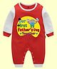 The Peppy Tend 100% Cotton Fathers Day Theme Full Sleeves Our First Fathers Day Together Text Printed Romper - Red & White