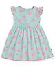 JusCubs Cotton Frill Sleeves Floral Printed Ribbed Dress - Green