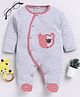 Wonderchild Full Sleeves Teddy Bear Patch Detailed Sleepsuit - Grey & Milangh