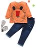 Wonderchild Full Sleeves Lion Printed Tee With Pant - Rust