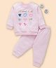 Wonderchild Full Sleeves Hearts Printed Tee & Joggers Set - Pink
