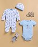 Wonderchild Interlock Knit Baby Gift Set with Teddy Print Pack of 3 - Light Blue & White
