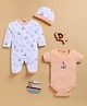 Wonderchild Interlock Knit Baby Gift Set with Yatch Print Pack of 3 - Peach & White