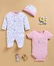 Wonderchild Interlock Knit Baby Gift Set with Floral & Kitty Print Pack of 3 - Pink & White