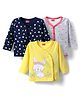 Babyhug 100% Cotton Interlock Knit Full Sleeves Jhablas With Floral Print Pack Of 3 - Yellow Navy Blue & White