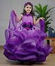 Li & Li Couture Net Woven Sleeveless Floral Applique Detailed Ruffled Gown - Orchid & Purple