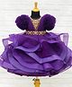 Li & Li Couture Net Half Sleeves Ruffle Detailed & Beaded Gown - Grape Purple