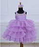 Li & Li Couture Organza Woven Sleeveless Pearls Embellished Bow Applique Detailed Layered Gown - Lavender