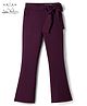 Arias Knit Full Length Solid Coloured Stretchy Jeggings With Bow Detailing - Wine