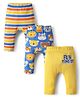 Babyhug Interlock Knit Full Length Diaper Leggings with Stripes & Animal Print Pack Of 3 - Blue & Yellow