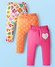 Babyhug Cotton Knit Full Length Diaper Leggings With Polka Dot Print Pack Of 3 - Orange