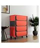 Fabura 4 Layers Shoe Rack With Wheels In Red & Black Color