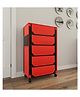 Fabura 5 Layers Shoe Rack With Wheels In Red & Black Color