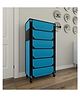 Fabura 6 Layers Shoe Rack With Wheels In Blue & Black Color