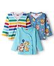 Babyhug 100% Cotton Front Open Full Sleeves Stripes & Animal Printed Jhablas Pack Of 3 - Multi Colour