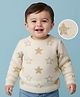 Babyoye 100% Cotton Full Sleeves Pullover Sweater With Star Detailing - White