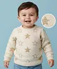 Babyoye 100% Cotton Full Sleeves Pullover Sweater With Star Detailing - White