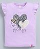 giniekids Cotton Frill Sleeves Heart Printed Top - Lavender