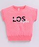 giniekids Cotton Sleeveless Polka Dots & Los Angeles Text Printed Top - Water Cherry