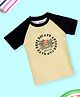 Kiddopanti Half  Raglan Sleeves Beach Theme Printed Swimming Tee - Light Yellow & Black