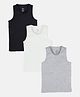 Kiddopanti Cotton Knitted Pack Of 3 Solid Vests - Black Grey Melange & White