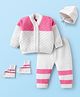 Babyhug Knit Full Sleeves Sweater Set With Booties & Cap - Pink