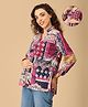 The Mom Store Cotton Lycra Three Fourth Sleeves Floral Printed Maternity Shirt Style Top With Nursing Access - Multi Colour