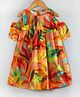 Hugsntugs Woven Cotton Cold Shoulder Brushstroke Printed Dress - Multi Colour