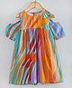 Hugsntugs Woven Cotton Cold Shoulder Abstract Printed Dress - Multi Colour