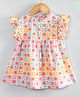 Hugsntugs Woven Cotton Sleeveless Frill Detailed Floral Printed Top - Multi Colour
