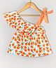 Hugsntugs Woven Cotton Sleeveless  Tangerine Printed Top - White & Orange