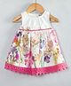 Hugsntugs Woven Cotton Sleeveless  Floral Printed Lace Embellished Dress - White