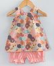 Hugsntugs Cotton Sleeveless Floral Printed Top & Shorts Set - Coral