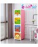 Butterthief Cartoon Printed Collapsible Wardrobe, 4 Cubes Almirah for Kids & Toddlers - Light Pink