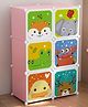 Butterthief Cartoon Printed Collapsible Wardrobe, 6 Cubes Almirah for Kids & Toddlers - Pink