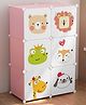 Butterthief Cartoon Printed Collapsible Wardrobe, 6 Cubes Almirah for Kids & Toddlers -  Light Peach