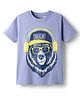 Pine Kids Cotton Knit Half Sleeves T-Shirt with Lion Print - Purple