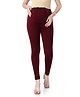 Bella Mama Full Length Solid Color Maternity Leggings With Tummy Band - Burgandy