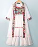 Pine Kids Woven Three Fourth Sleeves Indo Western Set With Embriodery - White