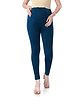 Bella Mama Full Length Solid Color Maternity Leggings With Tummy Band - Navy Blue