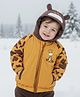 Babyoye Woven Front Open  Full Raglan Sleeves Giraffe Printed Padded Hoodie - Yellow