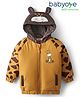 Babyoye Woven Front Open  Full Raglan Sleeves Giraffe Printed Padded Hoodie - Yellow